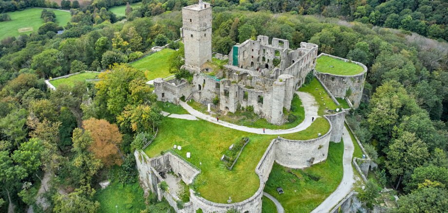 Luftaufnahme der Burgruine Königstein