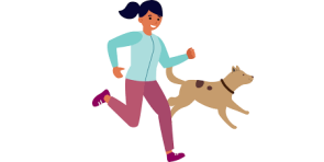 Illustration einer Läuferin mit Hund