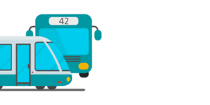 Illustration von Bus und Bahn