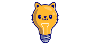 Illustration einer Glühbirne mit infantilem Katzengesicht